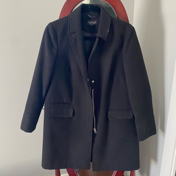 TOPSHOP Black Coat with Zipper - Picture 2 of 5